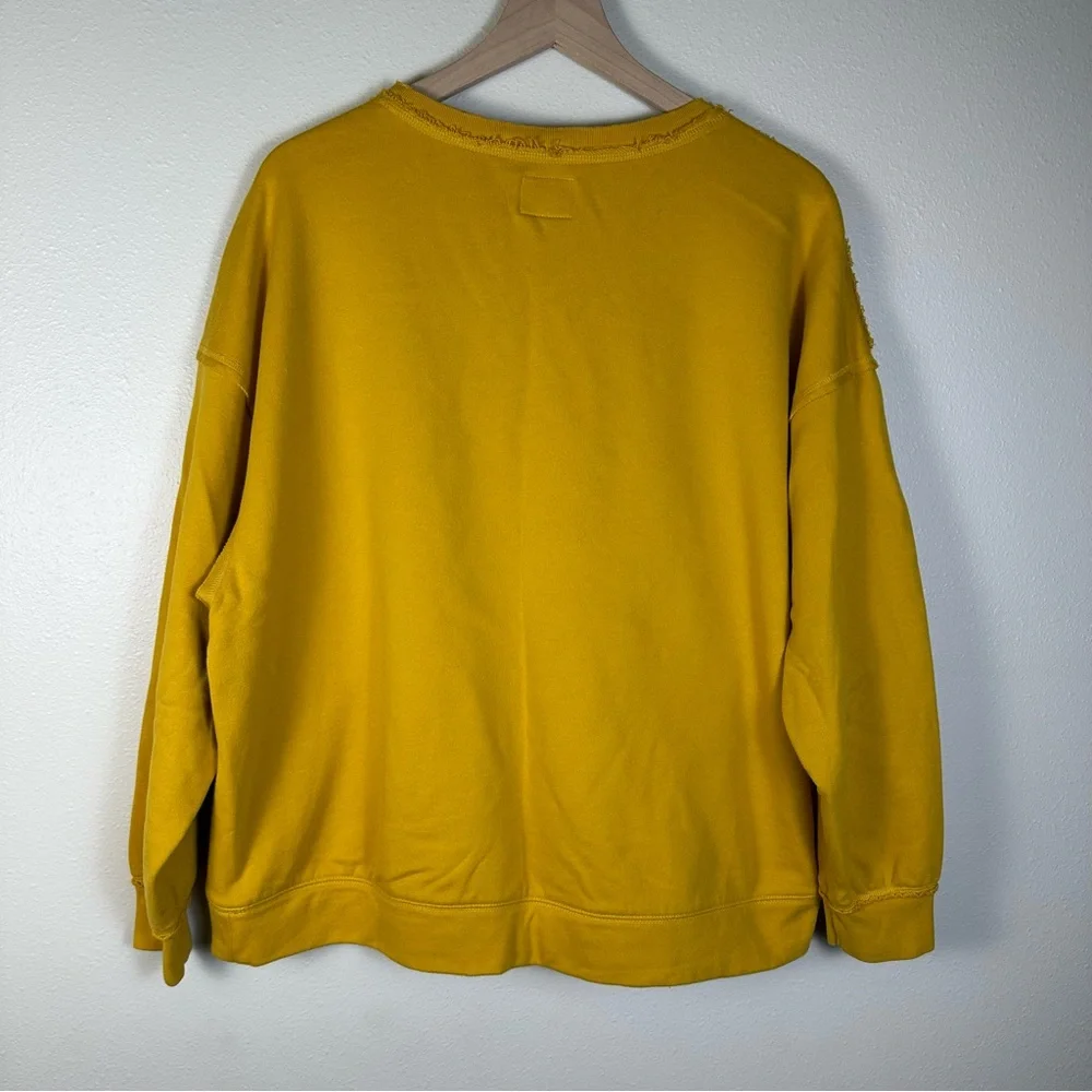 FREE PEOPLE Movement Boho Granola Hip Women M Yellow Logo Metti Crew Sweatshirt - Picture 10 of 10